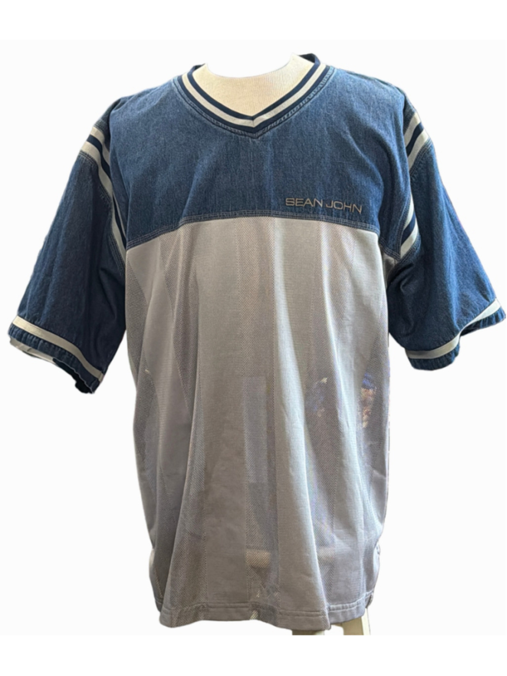 Men's Sean John Jersey Shirt XL Blue Grey